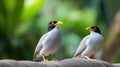 Couple of Bali Mynah Birds on a Tree Branch Royalty Free Stock Photo