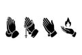 Praying Hands Set Religious Faith Symbols Spirituals Royalty Free Stock Photo