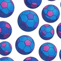 The image features a pattern of stylized soccer balls on a white background. Each bal Royalty Free Stock Photo
