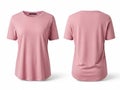 Pink t-shirt front and back view isolated on white background Royalty Free Stock Photo