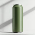 A plain green soda can isolated on a white background with soft shadows Royalty Free Stock Photo