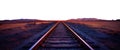 railroad tracks in the desert. transparent background PNG. sunset train tracks. iron Road, Steel Rails, Train Rails Royalty Free Stock Photo