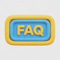 3D A vibrant blue and yellow faq button with rounded corners and bold white text. Royalty Free Stock Photo