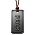 Metal tag with pols text isolated on white background Royalty Free Stock Photo