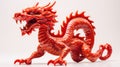 3D Rendering of a Red Dragon Figurine Isolated on White Background. Chinese New Royalty Free Stock Photo
