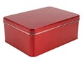 Red metal tin box isolated on white background Royalty Free Stock Photo