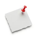 Red pushpin on white note paper isolated on white background Royalty Free Stock Photo