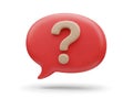 Red speech bubble with question mark isolated on white background Royalty Free Stock Photo