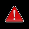 Red warning sign isolated on black background Royalty Free Stock Photo