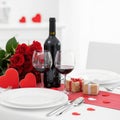 Romantic dinner setup isolated on white background Royalty Free Stock Photo