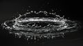 Round Water Splash in Black Circle Background Royalty Free Stock Photo