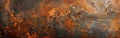 Rustic Metal and Stone Texture Banner: Grunge Orange Brown Corten Steel Background Panorama Royalty Free Stock Photo