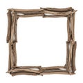 Rustic square wood frame isolated on white background Royalty Free Stock Photo