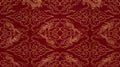 Seamless Pattern with Golden Dragons and Phoenixes on Red Background Royalty Free Stock Photo