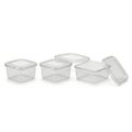 Set of clear plastic food containers isolated on white background Royalty Free Stock Photo