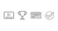 A set of four icons representing online learning and achievement on a white background Royalty Free Stock Photo