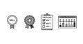 A set of icons representing skills, certification, and learning analytics on a white background Royalty Free Stock Photo