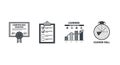 A set of icons representing learning and skill development with a certificate and checklist Royalty Free Stock Photo