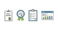 A set of icons representing skill badges and learning achievements on a white background Royalty Free Stock Photo