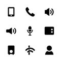 Collection of simple, black multimedia icons on a white background. Royalty Free Stock Photo