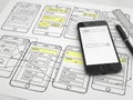 Wireframe designs for mobile app isolated on white background Royalty Free Stock Photo