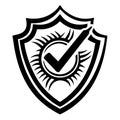 Shield Design with Check Mark and Sunburst Symbol for Emblems and Logos Royalty Free Stock Photo