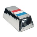 A shiny metal object with a red, white, and blue stripe on transparent background Royalty Free Stock Photo