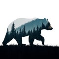 The image features a silhouette of a bear with a forest scene superimposed inside its Royalty Free Stock Photo