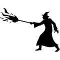 Wizard Casting Magic Spell Silhouette Vector for Fantasy Art and Design Royalty Free Stock Photo