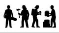 Silhouettes Worker Tools Labor Safety Helmet Construction Industry Royalty Free Stock Photo