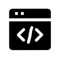 Elegant Black and White Coding Icon on White Background Royalty Free Stock Photo