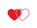 Two interlocking hearts icon isolated on white background Royalty Free Stock Photo