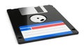 Single black floppy disk isolated on white background isolated on transparent background, isolated on white background Royalty Free Stock Photo