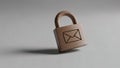 Brown padlock with envelope icon on gray background Royalty Free Stock Photo