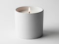 Candle in white ceramic holder isolated on white background Royalty Free Stock Photo