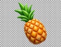 Pineapple with green leaves on transparent background Royalty Free Stock Photo