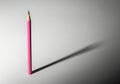 Single pink pencil casting shadow Royalty Free Stock Photo
