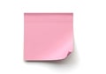 Single pink sticky note isolated on white background Royalty Free Stock Photo