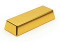A shiny gold bar resting on a white background with a slight shadow underneath Royalty Free Stock Photo