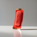 A Single Vibrant Coral Red Rectangular Blister Pack Containing a Pill or Capsule Royalty Free Stock Photo