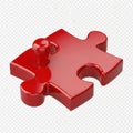 Red jigsaw puzzle piece isolated on transparent background Royalty Free Stock Photo