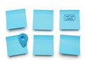 Six blue sticky notes isolated on white background Royalty Free Stock Photo