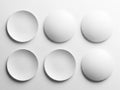 Six circular objects isolated on white background Royalty Free Stock Photo