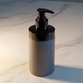 Black and Silver Soap Dispenser on Marble Surface Royalty Free Stock Photo