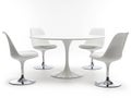 Modern white dining set with tulip table and chairs Royalty Free Stock Photo