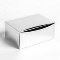 Shiny Silver Rectangular Box on White Background Royalty Free Stock Photo