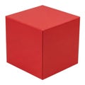 A vibrant red cube standing out against a stark white background Royalty Free Stock Photo