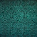 Elegant Teal Damask Wallpaper Design with Vintage Floral Patterns, AI Generated