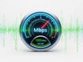 Speedometer displaying mbps isolated on white background Royalty Free Stock Photo