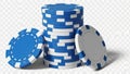 Stack of blue poker chips isolated on white background isolated on transparent background, isolated on white background Royalty Free Stock Photo